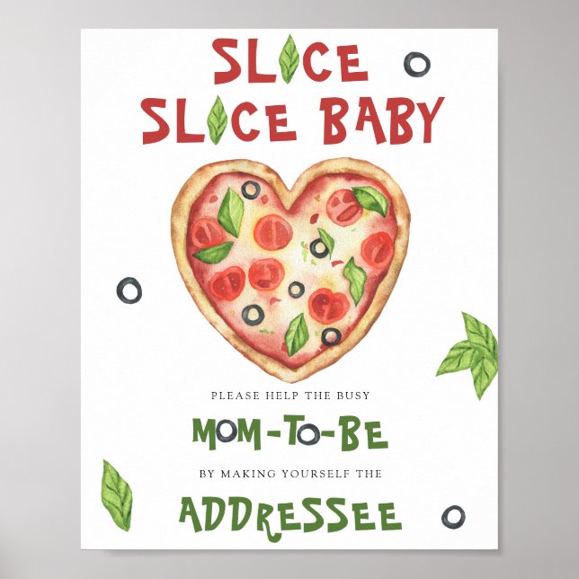 pizza baby shower - Help the Busy Mom-to-Be Poster (Framsidan)