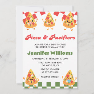 Pizza Baby Shower-inbjudningar Pizza och Nappar Inbjudningar
