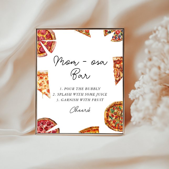 Pizza Baby Shower Momosa Pub-tecken Poster (Skapare uppladdad)