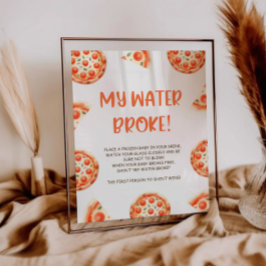 Pizza Baby Shower My Vatten Fattig Spelskylt Poster