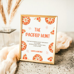 Pizza Baby Shower Nappar Hunt-speltecken Poster