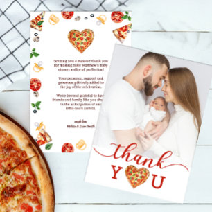 Pizza Baby Shower Photo - tackkort - Roligten är s Tack Kort