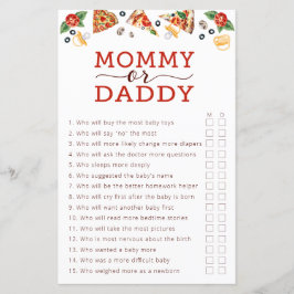 Pizza Baby Shower-spel - Mamma eller pappa Guessin