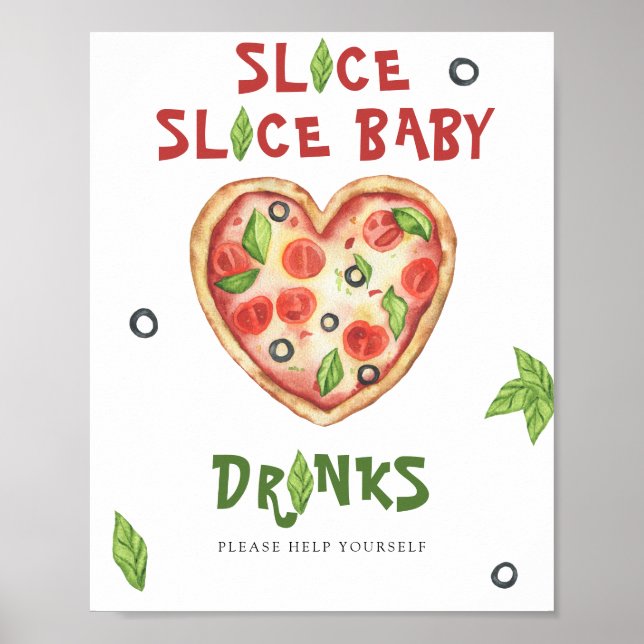 Pizza babydusch - Drinks hjälper dig själv Poster (Framsidan)