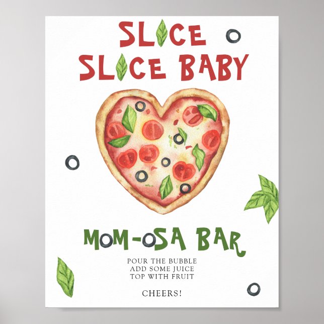 Pizza babydusch - Momosa pub Poster (Framsidan)