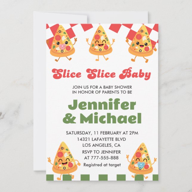 Pizza Babyfirande Inbjudningar Slice Slice Bebis (Framsida)