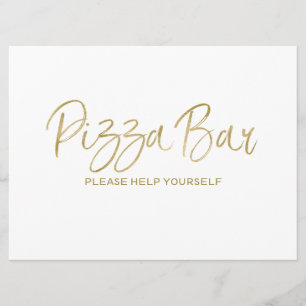 "Pizza Bar" Bröllopsskylt Stylish Gylden Inbjudningar