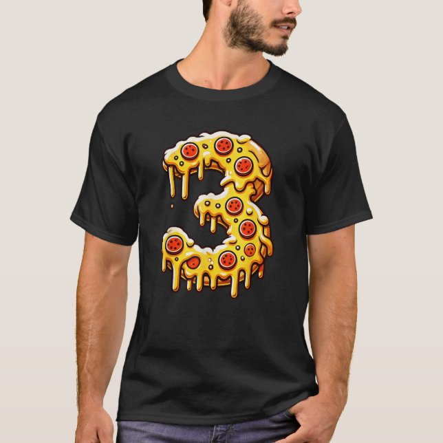 Pizza Bday Party, 3:e året gammal Birthday Boys Gi T Shirt (Framsida)