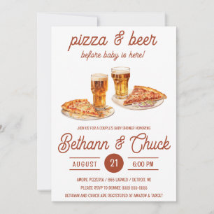 Pizza & Beer innan Baby är här! Baby Shower Inbjudningar
