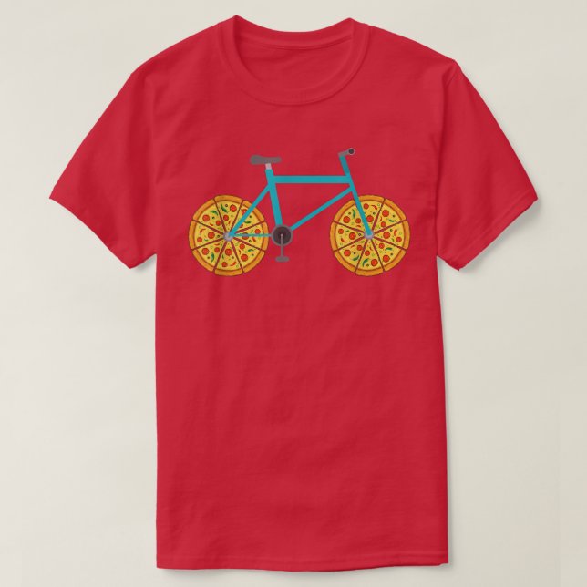 Pizza Bike Hjul Funny Cycling Food T-Shirt (Design framsida)