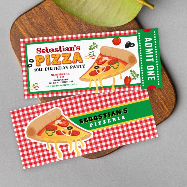 Pizza biljett födelsedagsinbjudan inbjudningar (Skapare uppladdad)