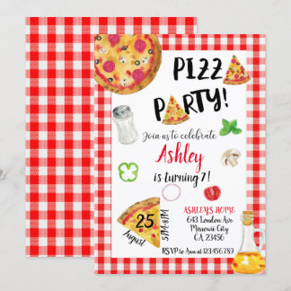 Pizza Birthday Invitation, Pizza Invitation Inbjudningar