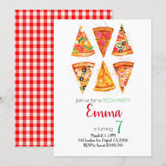 Pizza Birthday Invitation, Pizza Invitation Inbjudningar
