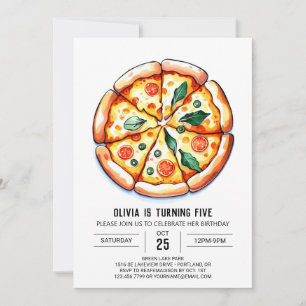 Pizza Birthday med vismisk utskrift Inbjudningar