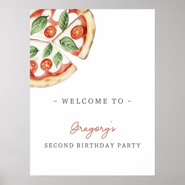 Pizza Birthday Party Welcome Poster (Framsidan)
