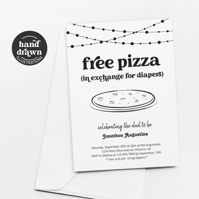 Pizza Blöja Party Rolig Män Pappa Bebis Shower Inb Inbjudningar (Skapare uppladdad)
