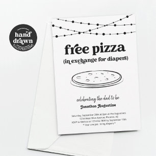 Pizza Blöja Party Rolig Män Pappa Bebis Shower Inb Inbjudningar