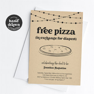 Pizza Blöja Party Roligt Män Pappa Bebis Shower In Inbjudningar