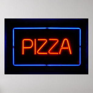 PIZZA Blue & Red Neon-tecken Poster
