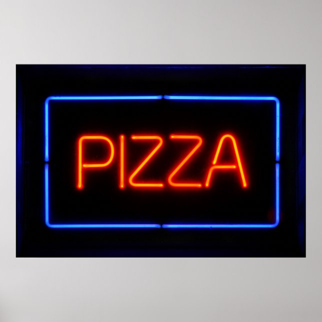 PIZZA Blue & Red Neon-tecken Poster (Framsidan)