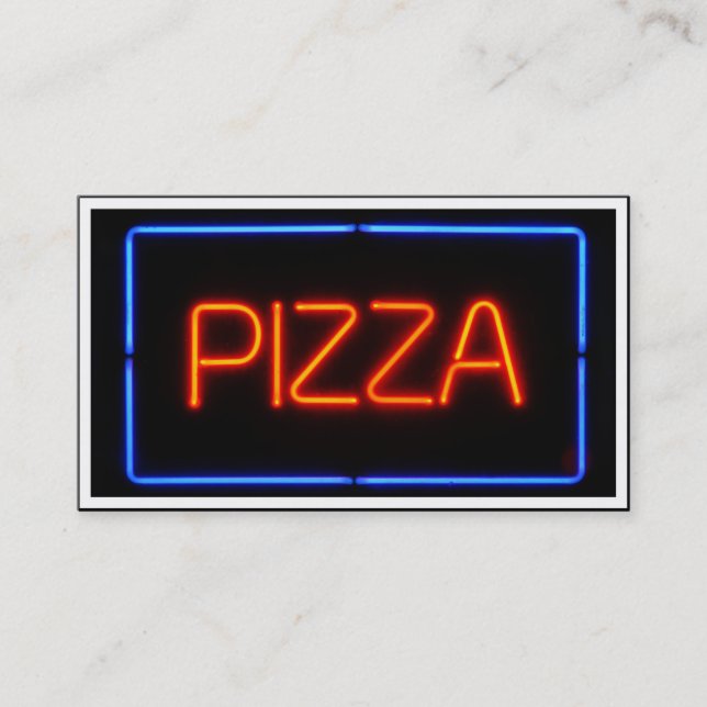 PIZZA Blue & Red Neon-tecken Visitkort (Framsida)