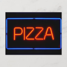 PIZZA Blue & Red Neon-tecken Vykort