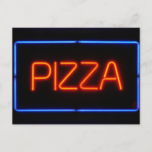 PIZZA Blue & Red Neon-tecken Vykort