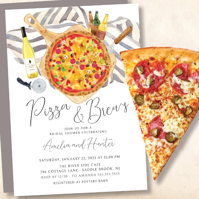 Pizza & Brew Par Inbjudningskort för möhippan (Skapare uppladdad)