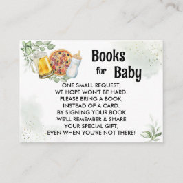 Pizza & Brews Baby Shower Bok Request Greenery Tilläggskort