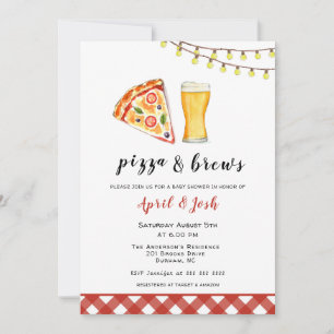 Pizza & Brews Co Ed Baby dusch Inbjudningar