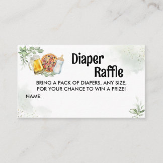 Pizza & Brews Diaper Raffle Baby Shower Tilläggskort