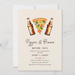 Pizza & Brews innan jag är Bröllop Par Shower Inbjudningar