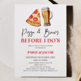 Pizza & Brews innan jag är Bröllop Par Shower Inbjudningar