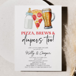 Pizza Brews och Dengor också! Baby Shower Inbjudningar