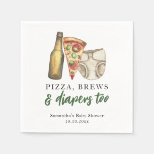 Pizza, Brews och Döjor till babydusch Pappersservett