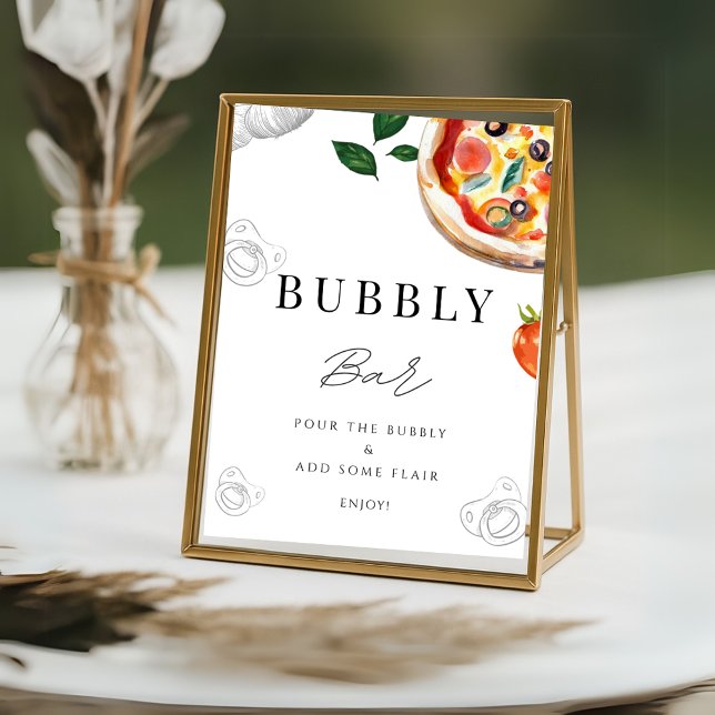 Pizza Bubly Pub Tabletop-tecken Poster (Pizza Bubbly Bar Tabletop Sign Poster)