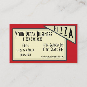 Pizza Business Red White grönt anpassningsbar Card Visitkort