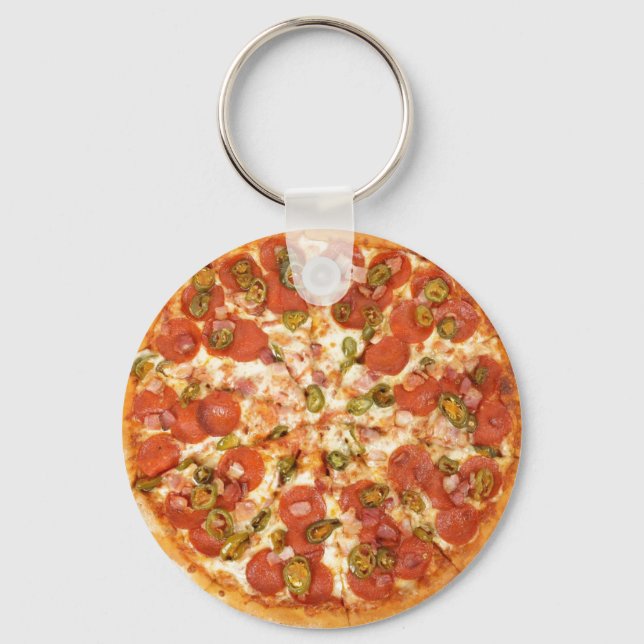 Pizza Button Keychain Nyckelring (Framsida)