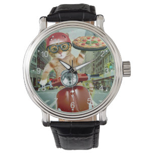 Pizza cat - cat - pizzaleverans armbandsur
