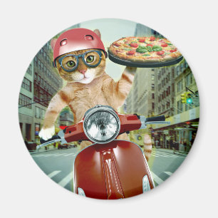 Pizza cat - cat - pizzaleverans magnet