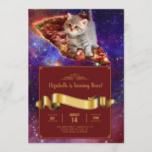 Pizza Cat in Space Funny-inbjudan Inbjudningar