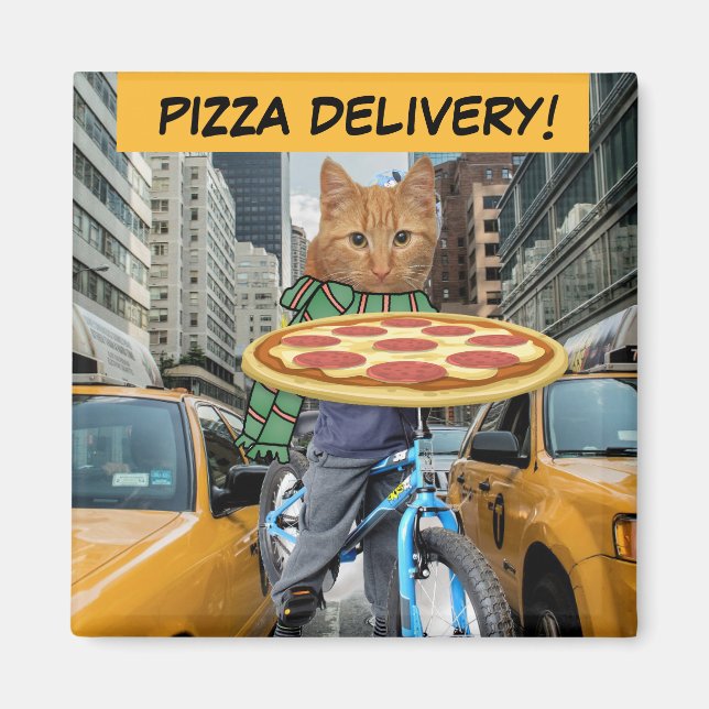 PIZZA - CAT 'PIZZA-LEVERANS! MAGNETER (Framsidan)