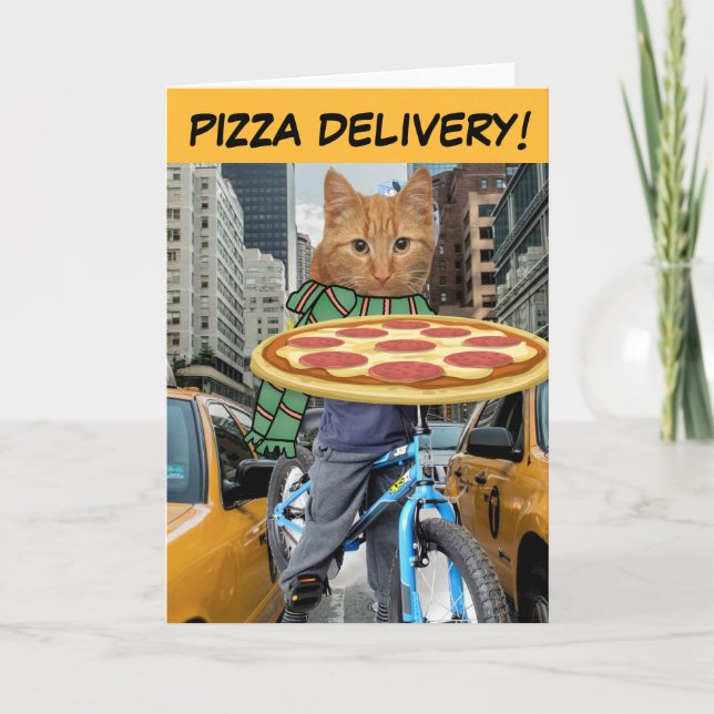 PIZZA CAT - PIZZA-LEVERANTÖR CAT FÖDELSEDAGSKORT KORT (Framsida)