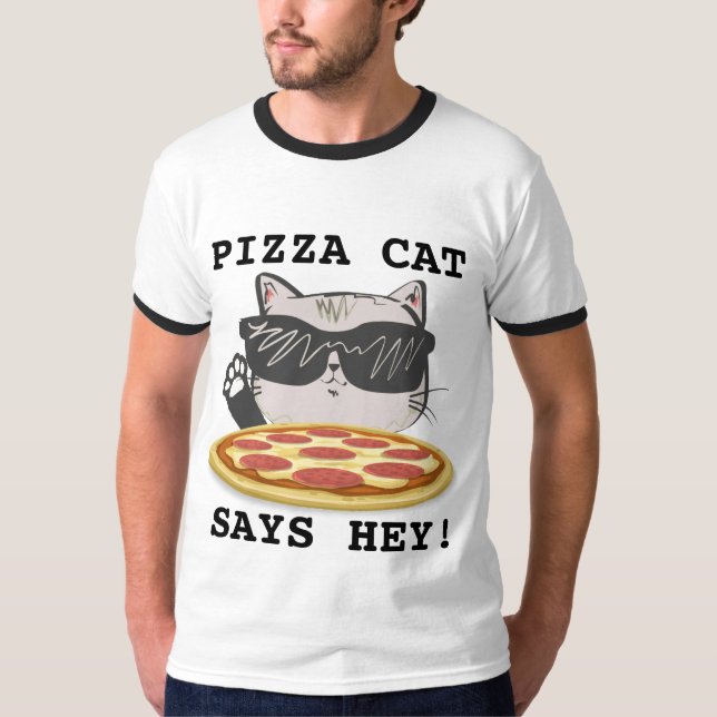 PIZZA CAT SÄGER HJÄLP! Funny T-shirts (Framsida)
