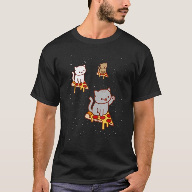 PIZZA CATS I RYMDFUNNY KATTUNGE T SHIRT (Framsida)