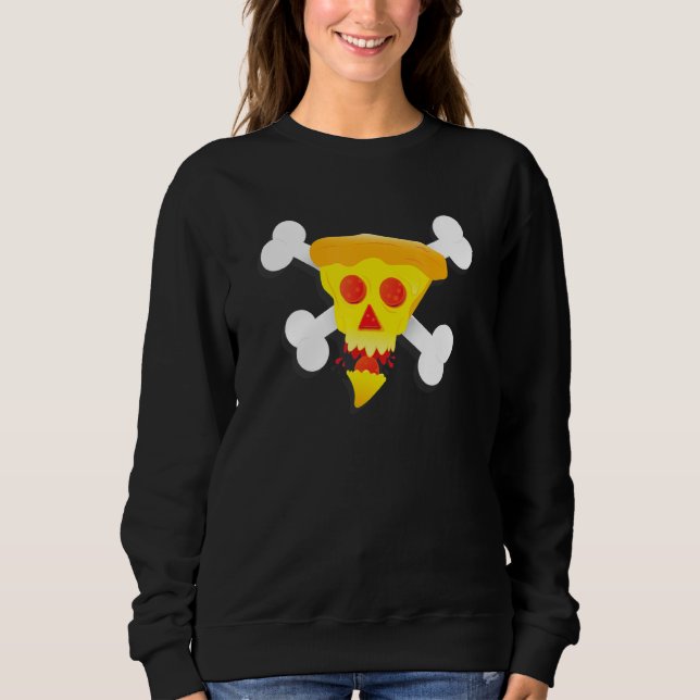 Pizza, Cheese, Skull, Pepperoni, Food, Bones, Pira T Shirt (Framsida)