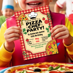 Pizza Chef Barns födelsedag Party Inbjudningar