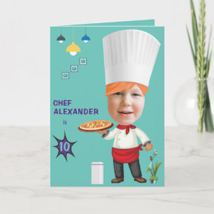 Pizza Chef 🎂 Head i Hål Cook Roligt Birthday Kort