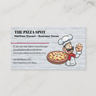 Pizza Chef Holding Paj Visitkort