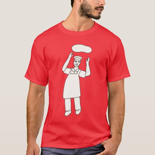 Pizza Chef Tossing Dough i Luft Shirts T Shirt (Framsida)